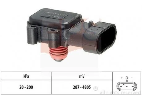 Фото 1 - датчик давления в коллекторе Opel Astra/Combo/Corsa 1.7TDI 00- EPS 1.993.024 Датчик давления в коллекторе Opel Astra/Combo/Corsa 1.7TDI 00- EPS 1.993.024 (фото 1)