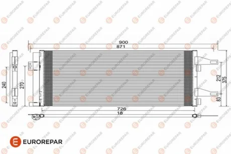 Радіатор кондиціонера Citroen Jumper/Peugeot Boxer/Fiat Ducato 2.0-3.D 06- Eurorepar 1610161780 (фото 1)