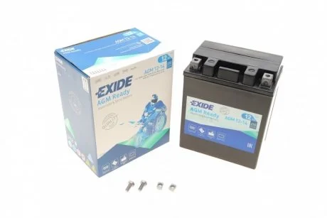 Аккумулятор залитый и заряженный AGM 12Ah 210A EXIDE AGM12-14