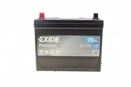 Аккумуляторная батарея 12V 75Ah/630A (270x173x222/+L) EXIDE EA755