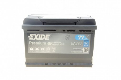 Аккумулятор 77Ah-12v PREMIUM(278х175х190),R,EN760 EXIDE EA770 (фото 1)