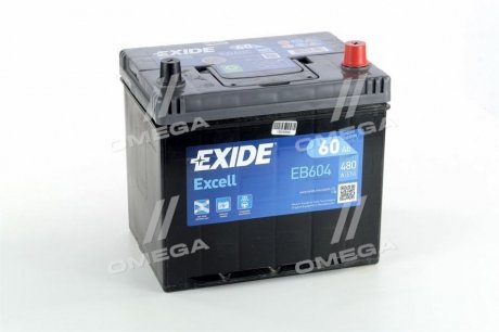 Акумулятор 60Ah-12v EXCELL (230х172х220),R,EN480 EXIDE EB604 (фото 1)