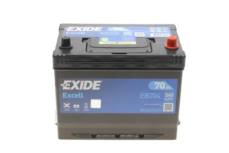 Акумулятор 70Ah-12v EXCELL (266х172х223),R,EN540 EXIDE EB704