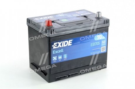 Акумулятор 70Ah-12v EXCELL (266х172х223),L,EN540 EXIDE EB705 (фото 1)