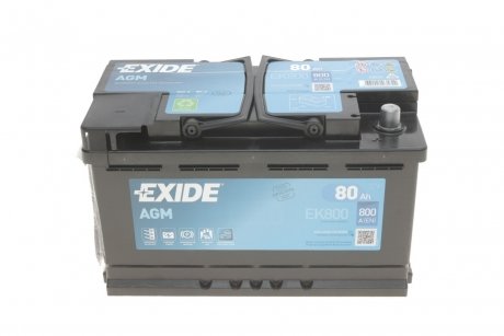 Акумулятор 80Ah-12v AGM (315х175х190),R,EN800 EXIDE EK800 (фото 1)