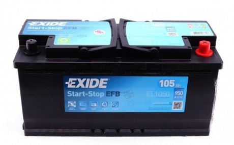 Акумулятор 105Ah-12v EFB (392х175х190),R,EN950 EXIDE EL1050 (фото 1)