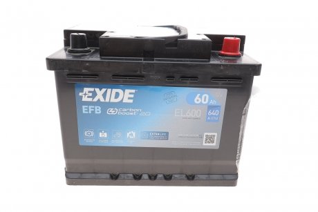 Аккумулятор 60Ah-12v EFB (242х175х190),R,EN640 EXIDE EL600 (фото 1)