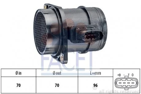 Расходомер воздуха Fiat Bravo/Doblo/Grande Punto/Linea/Idea/Stilo/Strada/500 FACET 10.1299