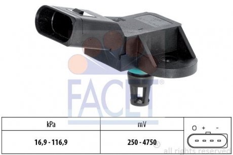 Датчик тиску повітря Audi A4/A5/A6/A8 / VW Passat 1.8-5.2 TFSI/TDI/FSI/T/i 97 FACET 10.3226 (фото 1)