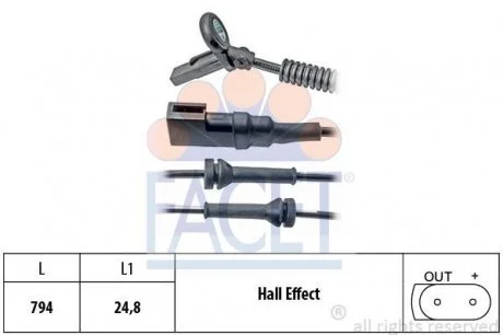 Датчик ABS передній Ford Fusion 02-13 (790 мм)) FACET 21.0151