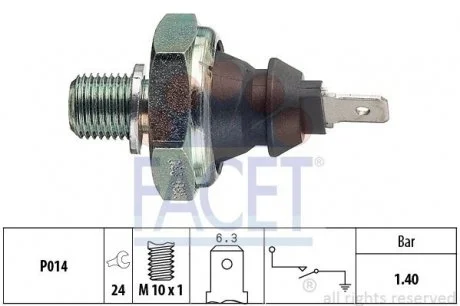 Датчик давления масла 1,4 бар (черный) VW/Audi FACET 7.0046