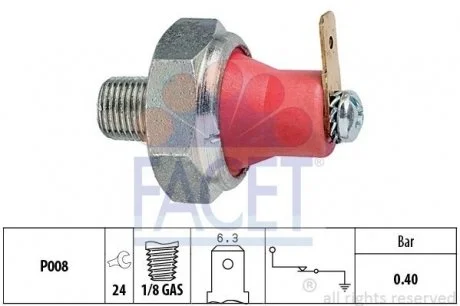 Датчик давления масла Hyundai Pony -94, Accent -99, Lantra(J1,J2) DOHC 90- FACET 7.0094