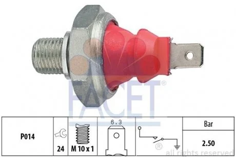 Датчик давления масла Audi 80/100 2.6/2.8 91-94 2.5 бар FACET 7.0111
