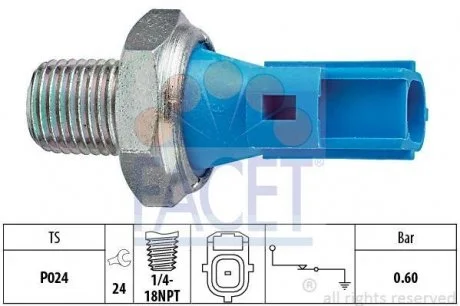 Датчик давления масла FORD MONDEO,TRANSIT 2.0-2.4D 00- FACET 7.0147