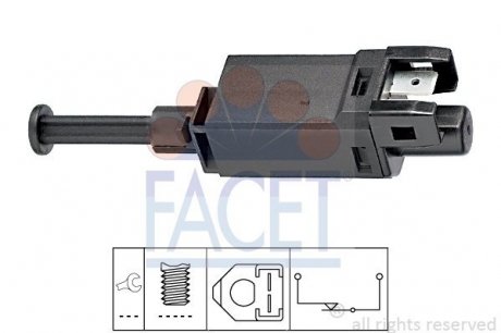 Выключатель стоп-сигнала (двухконтактный) под педаль VW Golf,Passat 83- FACET 7.1055 (фото 1)