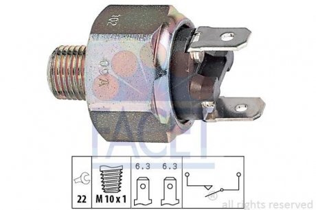 Вмикач стоп-сигналу (двоконтактний) гідравлічний VW Т4 FACET 7.1102 (фото 1)