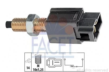 Вимикач ліхтаря сигналу гальмування пластик10x1.25 Hyundai Kia Ford Mitsubishi FACET 7.1169