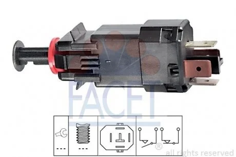 Выключатель сигнала торможения OPEL Corsa C 00-, Meriva 03-, Tigra 04- FACET 7.1205 (фото 1)