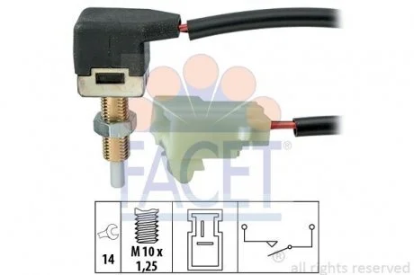 Фото 1 - датчик включения стоп-сигнала FACET 7.1297 Датчик включения стоп-сигнала FACET 7.1297 (фото 1)