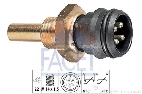 Датчик температуры охлаждающей жидкости MB W201, 124, 126 FACET 7.3151