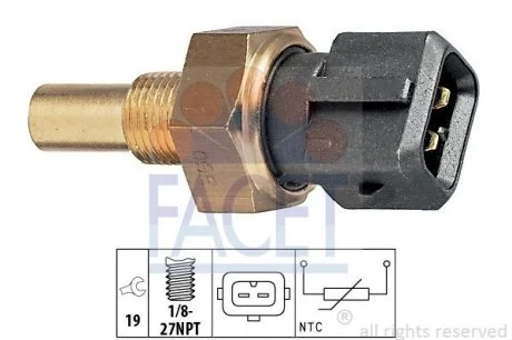 Датчик температури рідини, що охолоджує (чорний) Ford 1.6-2.0 ZETEC FACET 7.3165