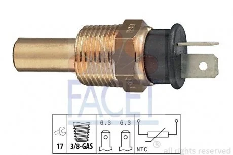 Датчик температури рідини Hyundai PONY 1.3/1.5,Sonata 2.0i/2.4i FACET 7.3228