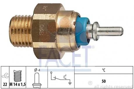 Датчик температури охолоджувальної рідини Mercedes Benz W124/201/T1/T2 M102/OM602/603 77-> FACET 7.4070