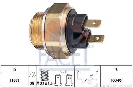 Датчик включения вентилятора Opel Corsa/Kadett/Omega 1.0-3.0 i/D/TD 82-> FACET 7.5019 (фото 1)