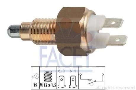 Включатель света заднего хода VW Golf 1.5-1.8 76-89, T2 1.6,1.7,1.9,2.1 81-87 FACET 7.6009