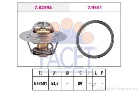 Термостат 88 ° С Renault R19 89-, Citroen, Peugeot (зимовий варіант) (з прокладкою FACET 7.8239