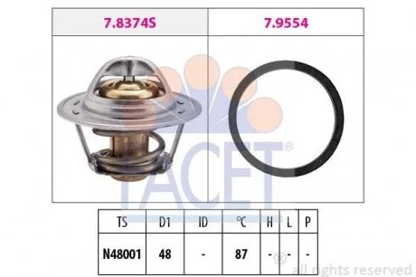 Термостат 87°С Opel Record E, VW/Audi FACET 7.8374