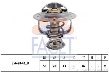 Термостат 82°C Toyota Camry, Corolla, Avensis, Celica, Lexus FACET 7.8399S (фото 1)