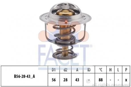 Термостат 88°С Nissan Sunny, Primera 2.0D 90- FACET 7.8407S