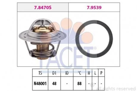 Термостат 87°С Opel Record E, VW/Audi FACET 7.8470