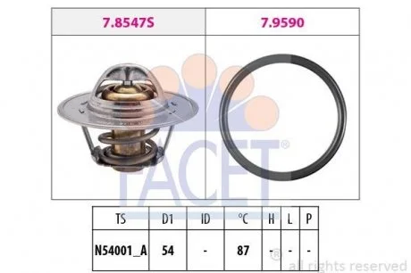 Термостат 87°С Audi/Skoda/VW 1.9TDI FACET 7.8547