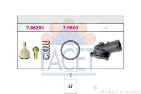 Термостат AUDI A3/VW EOS/GOLF VI/JETTA/PASSAT 1,6FSI 04- FACET 7.8621K
