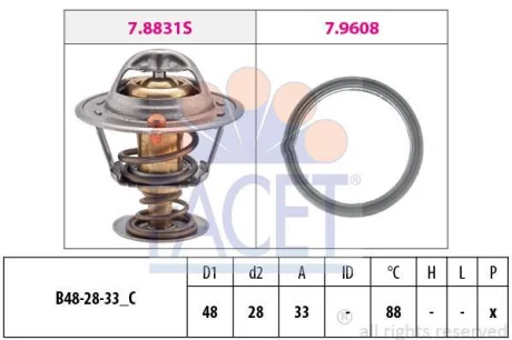 Термостат (с прокладкой) Hyundai i10 (07-) 1.1i (7.8831) FACET 78831