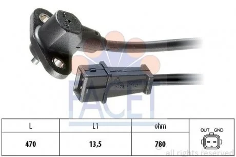 Датчик коленвалу Fiat Fiorino/Tempra/Tipo/Uno 1.4-1.6 i.e. 87-01 FACET 9.0003