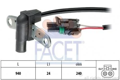 Датчик положения коленвала 19/21/Clio/Megan 1.2-2.0i 84-98, Volvo 340 1.7 84-89 FACET 9.0010