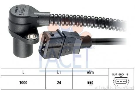 Датчик положения коленвала Opel Astra F, Omega B, Vectra A FACET 9.0164