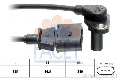 Датчик положення колінвалу VW Golf 4/Bora SK Octavia SE Leon/Toledo FACET 9.0220