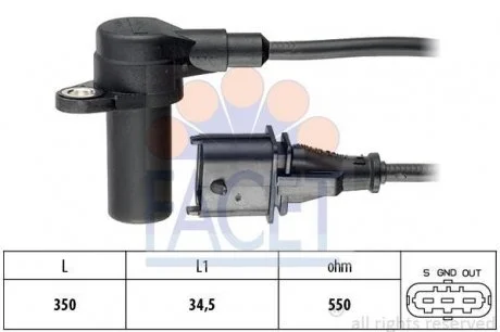 Датчик положения коленвала Opel Astra F/G, Meriva, Vecrta B/C, Zafira A 1.6-1.8 FACET 9.0236 (фото 1)