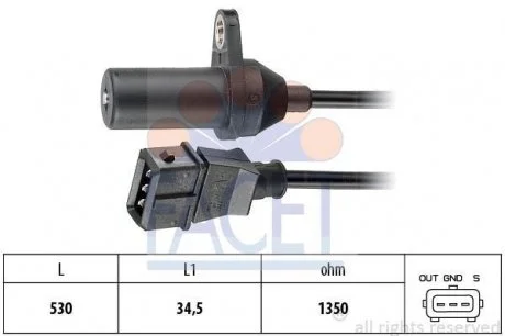 Датчик положення колінвалу Citroen Jumper 00-/Fiat Ducato 98- FACET 9.0265 (фото 1)