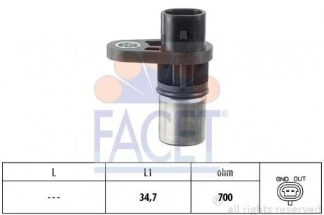 Датчик положения коленвала Opel Astra G/Signum/Vectra B/C, Zafira 2.2 16V 09.00- FACET 9.0292
