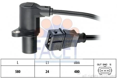 Датчик оборотов коленвала A4, A6, VW Passat 1.8 FACET 9.0297