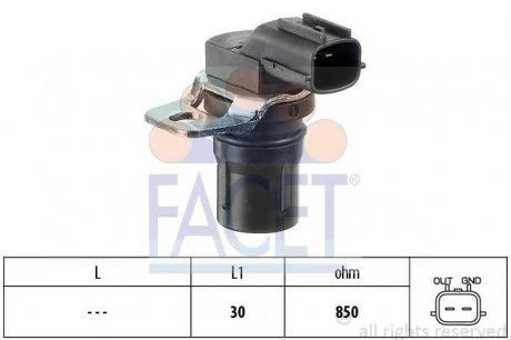 Датчик положення колінвалу Ford C-Max/Fiesta/Focus 1.25-2.5 i/TDCI/Ti/DI/TDDi/TDI 98-> FACET 9.0322