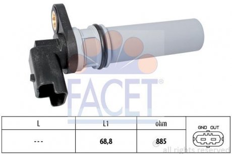 Датчик положения коленвала Fiat Bravo, Punto 1.6D 08- FACET 9.0537 (фото 1)