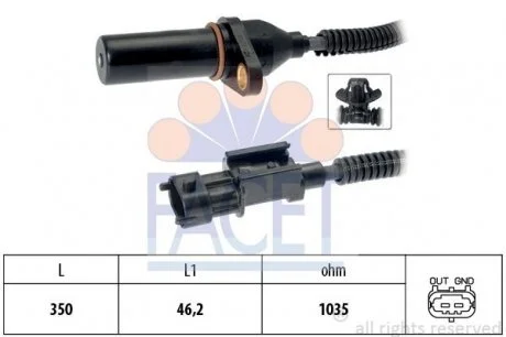 Датчик положения коленвала Elantra 06~ 1,6i Cerato 06~ 1,6i Ceed 06~ 1,6i FACET 9.0571
