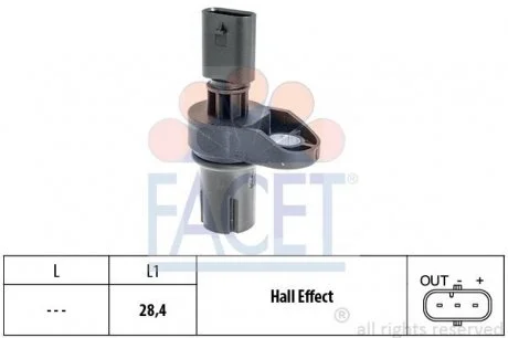 Датчик положения распредвала BMW 1/2/3/4/5/6/7/X1/X3/X4/X5/X6 1.6-3.0 d 03-&gt; FACET 9.0757 (фото 1)