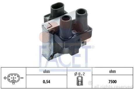 Катушка зажигания Fiat Doblo 1.2 i 01-> FACET 9.6046